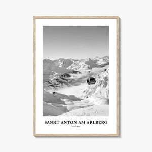 Sankt Anton am Arlberg Photo Print Black and White, Tyrol Poster, Austria Wall Art
