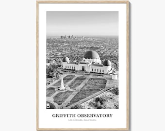 Griffith Observatory Photo Print Black and White, California Poster, United States Wall Art