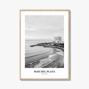 Impressão fotográfica em preto e branco de Mar del Plata, pôster da Argentina, arte de parede de Buenos Aires