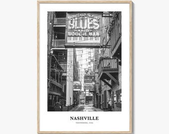 Impresión fotográfica de Nashville en blanco y negro, póster de EE. UU., arte mural de Tennessee, decoración del Auditorio Ryman