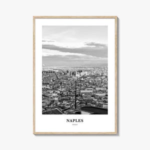 Naples Italy Print: Black and White Cityscape Travel Poster