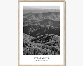 Appalachia Photo Print Black and White, Appalachian Mountains Poster, United States Wall Art