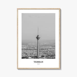 Tehran Photo Print Black and White, Iran Poster, Milad Tower Wall Art, Milad Tower Decor