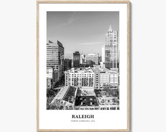 Raleigh Photo Print Black and White, North Carolina Poster, USA Wall Art