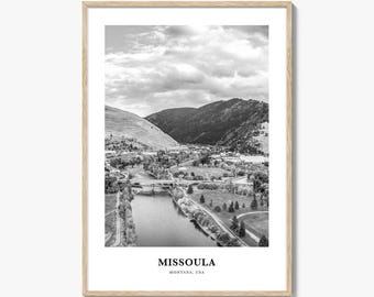 Missoula Photo Print Black and White, Montana Poster, Montana Wall Art, Montana Decor