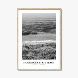 Arte mural de Moonlight State Beach, decoración de pared de Moonlight State Beach, póster de Moonlight State Beach, decoración del hogar de Moonlight State Beach, viajes