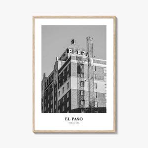 Pôster de viagem de El Paso: arte da parede do hotel Vintage Plaza