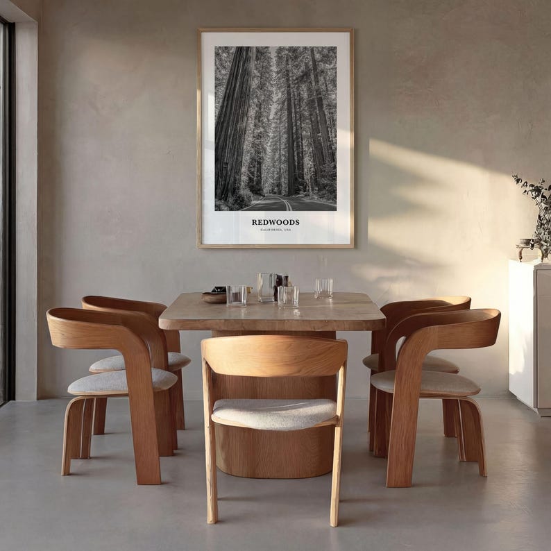 Redwoods Photo Print Black and White, California Poster, US Wall Art, Humboldt County Decor image 2