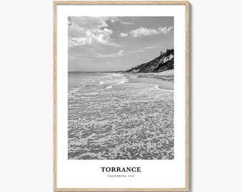 Impressão fotográfica em preto e branco de Torrance, pôster da Califórnia, arte de parede dos EUA, decoração de Los Angeles