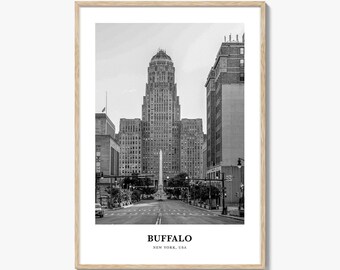 Buffalo Photo Print Black and White, Buffalo Poster, New York Wall Art