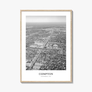 Arte mural de Compton, decoración de pared de Compton, póster de Compton, decoración del hogar de Compton, regalo de viaje de Compton, impresión de viaje de Compton
