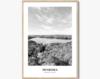 Muskoka Photo Print Black and White, Ontario Poster, Canada Wall Art, Muskoka Region Decor