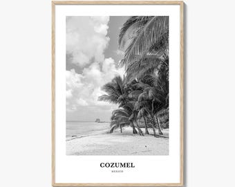 Cozumel Photo Print Black and White, Quintana Roo Poster, Mexico Wall Art