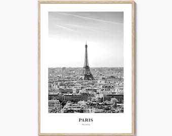 パリの写真プリント（白黒）、イル・ド・フランスのポスター、フランスの壁アート、エッフェル塔の装飾