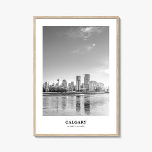 Calgary Photo Print Black And White, Alberta Poster, Canada Wall Art, Bow River Bridge Decor