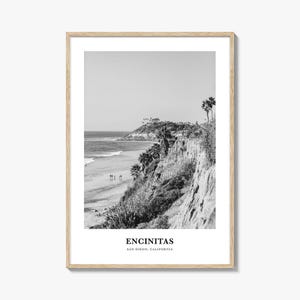 Encinitas Foto Druck Schwarz Weiß, Kalifornien Poster, San Diego County Wand Kunst