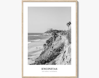 Encinitas Photo Print Black and White, California Poster, San Diego County Wall Art