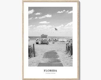 Impresión fotográfica de Florida en blanco y negro, póster de Miami Beach, arte mural de EE. UU., decoración de South Beach