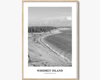 Whidbey Island Photo Print Black and White, Washington Poster, Puget Sound Decor