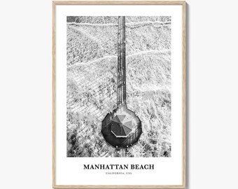 Manhattan Beach Photo Print Black and White, California Poster, Los Angeles County Decor