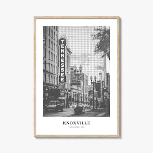 Knoxville Tennessee Travel Poster: Black and White City Photography Print
