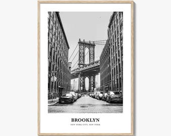 Brooklyn fototryck svartvitt, New York-affisch, väggkonst i USA, brodekor