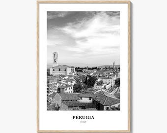 Perugia Photo Print Black and White, Umbria Poster, Italy Wall Art