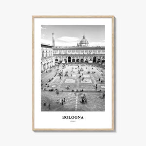 Bologna Photo Print Black and White, Emilia-Romagna Poster, Italy Wall Art, Piazza Maggiore Decor