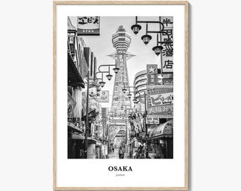 Osaka Photo Print Black and White, Japan Poster, Kansai Wall Art, Shinsekai Decor