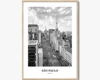 Sao Paulo Photo Print Black and White, Brazil Poster, Southeast Region Wall Art
