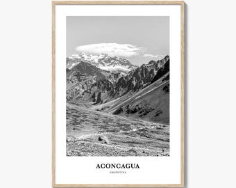 Aconcagua Travel Poster: Argentina Mountain Photography Print