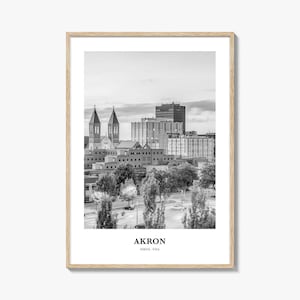 Akron Wall Art, Akron Wall Decor, Akron Poster, Akron Home Decor, Akron Travel Gift, Akron Travel Print