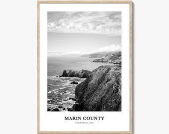 Marin County Photo Print Black and White, California Poster, Bay Area Wall Art