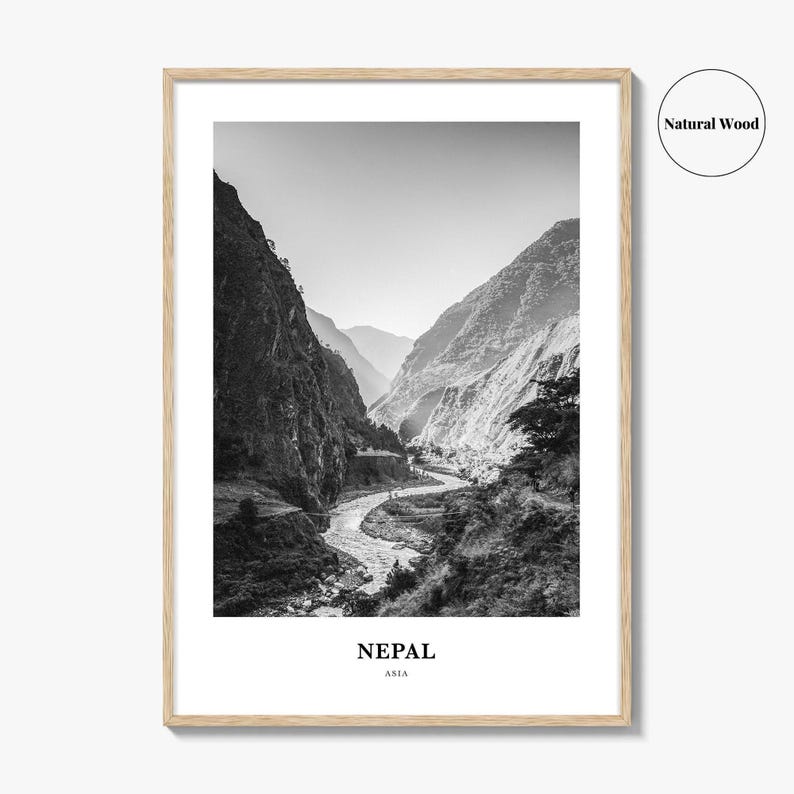 Nepal Photo Print Black and White, Bagmati Province Poster, Kathmandu Valley Wall Art image 6