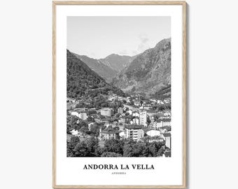 Andorra la Vella Photo Print Black and White, Casa de la Vall Wall Art