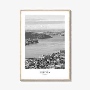 Bergen Wandkunst, Bergen Wanddekor, Bergen Poster, Bergen Wohnkultur, Bergen Reisegeschenk, Bergen Reisedruck