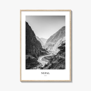 Nepal Photo Print Black and White, Bagmati Province Poster, Kathmandu Valley Wall Art image 1