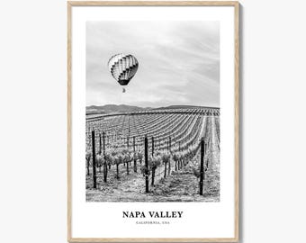 Poster di viaggio nella Napa Valley: elegante stampa fotografica di vigneti