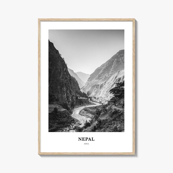 Nepal Travel Poster: Mountain River Valley Art Print