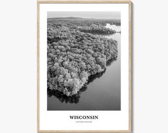 Wisconsin Travel Poster: Black and White Landscape Photography Print