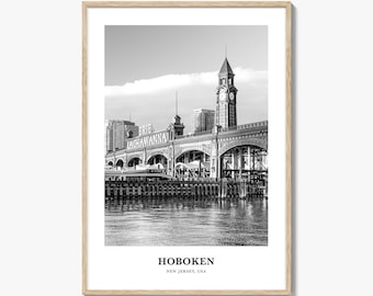 Hoboken fotoafdruk zwart-wit, poster Verenigde Staten, muurkunst New Jersey