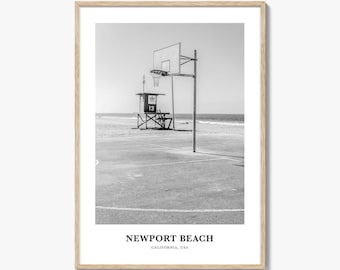 Newport Beach Fotodruck Schwarzweiß, Kalifornien Poster, Orange County Wandkunst