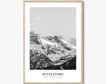 Revelstoke Photo Print Black and White, Canada Poster, British Columbia Wall Art, Columbia-Shuswap Decor