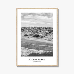 Solana Beach Photo Print Black and White, California Poster, USA Wall Art
