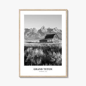 Grand Teton National Park Poster: Black and White Travel Photography