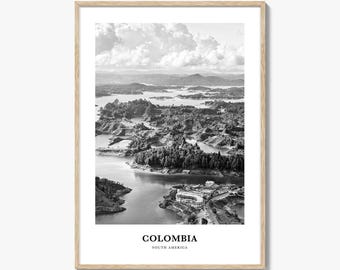 Colombia Travel Poster: Black and White Landscape Photography Print