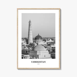 Uzbekistan Photo Print Black and White, Bukhara Poster, Kalyan Minaret Wall Art, Po-i-Kalyan Decor