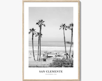San Clemente Photo Print Black and White, California Poster, United States Wall Art