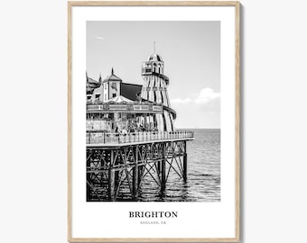 Brighton Photo Print Black and White, England Poster, United Kingdom Wall Art