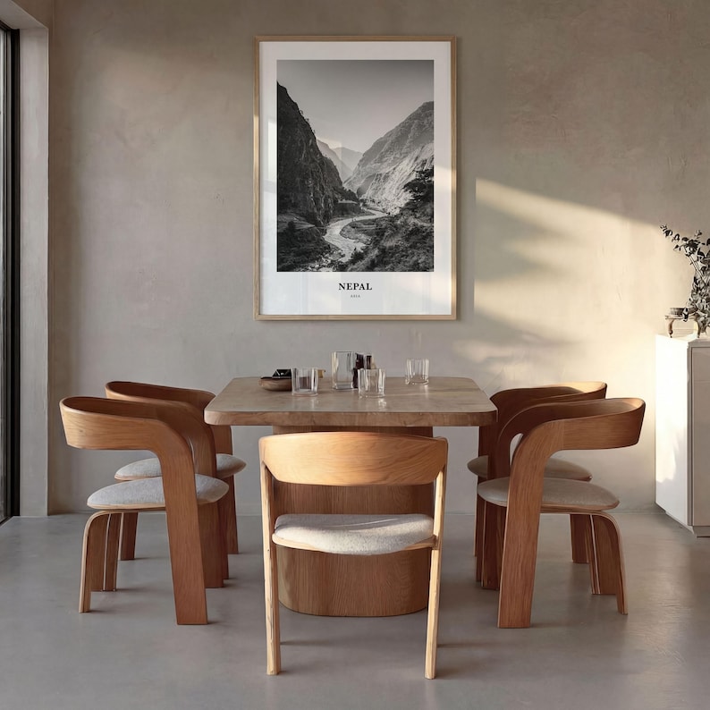 Nepal Photo Print Black and White, Bagmati Province Poster, Kathmandu Valley Wall Art image 2